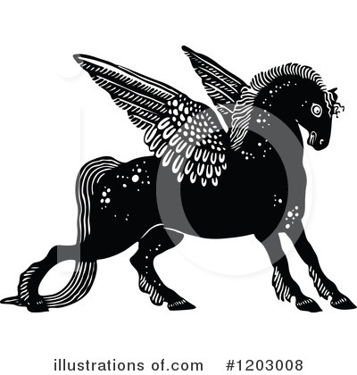 Royalty-Free (RF) Pegasus Clipart Illustration by Prawny Vintage - Stock Sample #1203008
