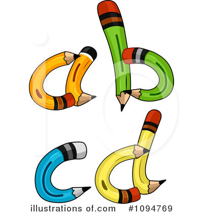 Royalty-Free (RF) Pencil Letters Clipart Illustration by BNP Design Studio - Stock Sample #1094769
