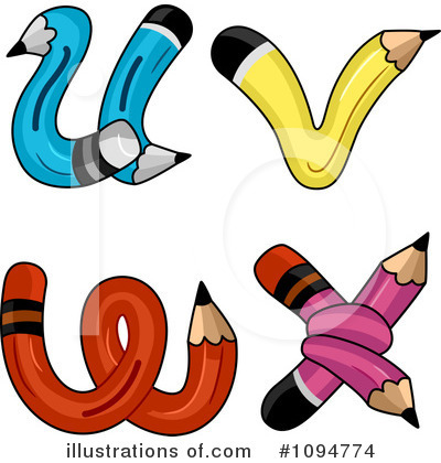Royalty-Free (RF) Pencil Letters Clipart Illustration by BNP Design Studio - Stock Sample #1094774