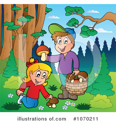 Picking Mushrooms Clipart #1070211 by visekart