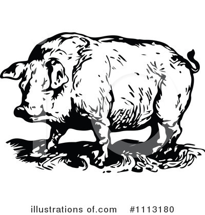 Royalty-Free (RF) Pig Clipart Illustration by Prawny Vintage - Stock Sample #1113180