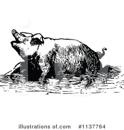 Royalty-Free (RF) Pig Clipart Illustration by Prawny Vintage - Stock Sample #1137764