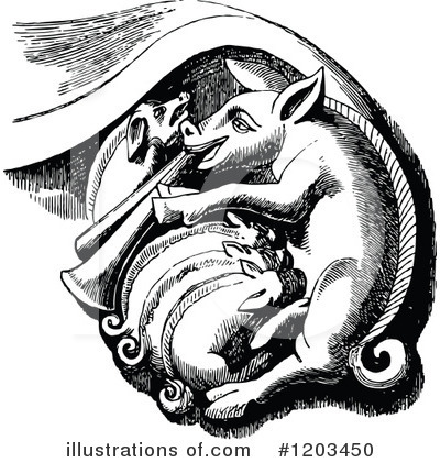 Royalty-Free (RF) Pig Clipart Illustration by Prawny Vintage - Stock Sample #1203450