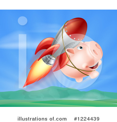 Flying Pig Clipart #1224439 by AtStockIllustration