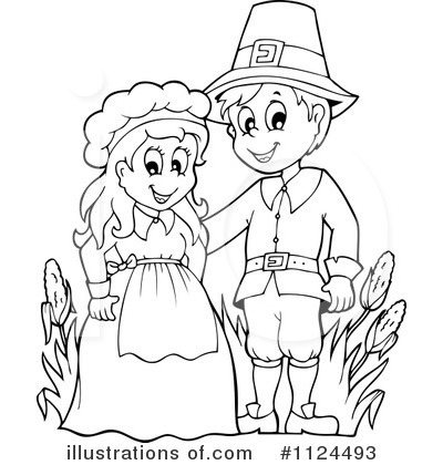 Royalty-Free (RF) Pilgrims Clipart Illustration by visekart - Stock Sample #1124493