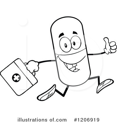 Royalty-Free (RF) Pill Mascot Clipart Illustration by Hit Toon - Stock Sample #1206919