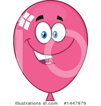 Royalty-Free (RF) Pink Party Balloon Clipart Illustration by Hit Toon - Stock Sample #1447979