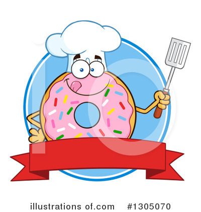Pink Sprinkled Donut Clipart #1305070 by Hit Toon