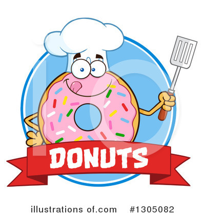 Pink Sprinkle Donut Clipart #1305082 by Hit Toon