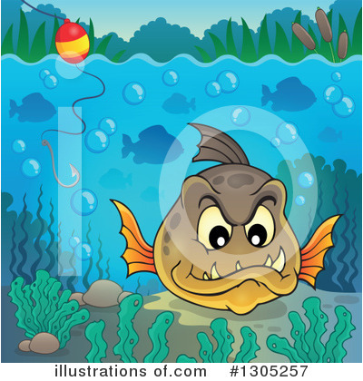 Royalty-Free (RF) Piranha Clipart Illustration by visekart - Stock Sample #1305257