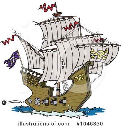 Pirate Ship Clipart #1046350 by toonaday