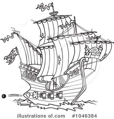 Royalty-Free (RF) Pirate Ship Clipart Illustration by toonaday - Stock Sample #1046384