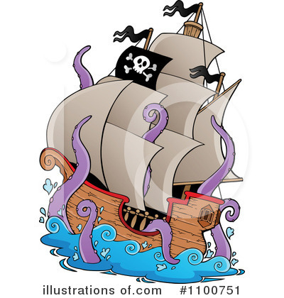 Royalty-Free (RF) Pirate Ship Clipart Illustration by visekart - Stock Sample #1100751