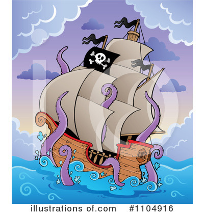 Royalty-Free (RF) Pirate Ship Clipart Illustration by visekart - Stock Sample #1104916