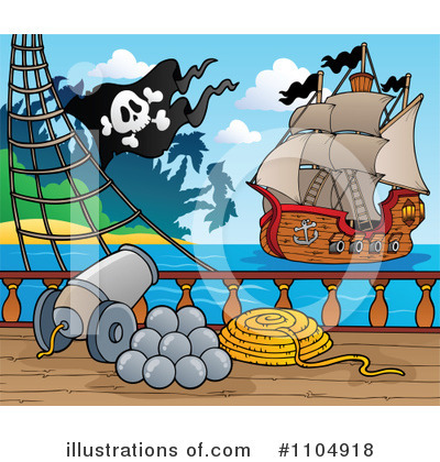 Royalty-Free (RF) Pirate Ship Clipart Illustration by visekart - Stock Sample #1104918