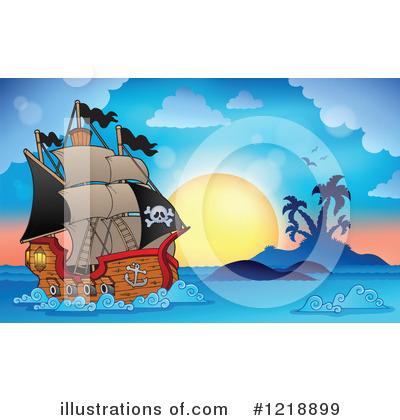 Royalty-Free (RF) Pirate Ship Clipart Illustration by visekart - Stock Sample #1218899