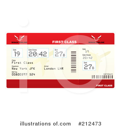 Royalty-Free (RF) Plane Ticket Clipart Illustration by michaeltravers - Stock Sample #212473