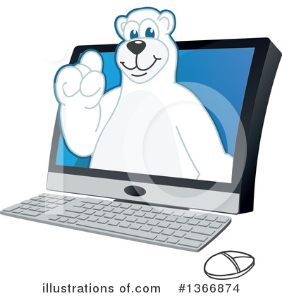 Royalty-Free (RF) Polar Bear School Mascot Clipart Illustration by Mascot Junction - Stock Sample #1366874
