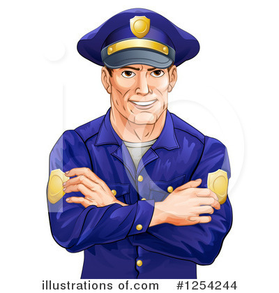 Royalty-Free (RF) Police Man Clipart Illustration by AtStockIllustration - Stock Sample #1254244