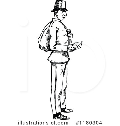 Royalty-Free (RF) Postman Clipart Illustration by Prawny Vintage - Stock Sample #1180304