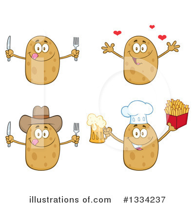 Royalty-Free (RF) Potato Character Clipart Illustration by Hit Toon - Stock Sample #1334237
