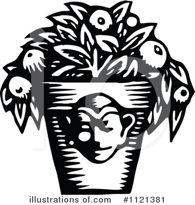 Royalty-Free (RF) Potted Plant Clipart Illustration by Prawny Vintage - Stock Sample #1121381