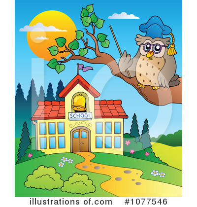 Royalty-Free (RF) Professor Owl Clipart Illustration by visekart - Stock Sample #1077546