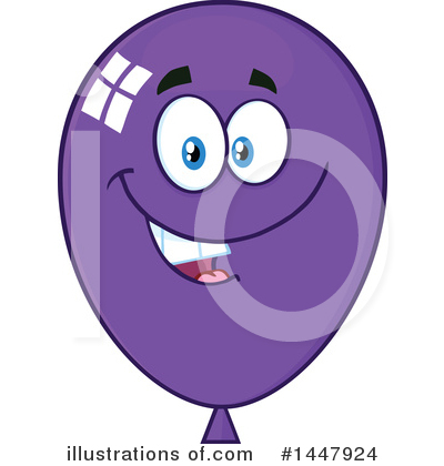 Royalty-Free (RF) Purple Party Balloon Clipart Illustration by Hit Toon - Stock Sample #1447924