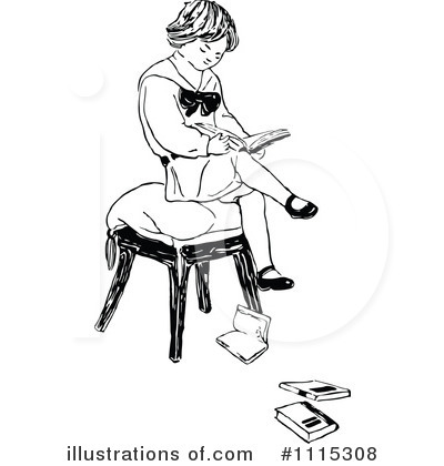 Royalty-Free (RF) Reading Clipart Illustration by Prawny Vintage - Stock Sample #1115308