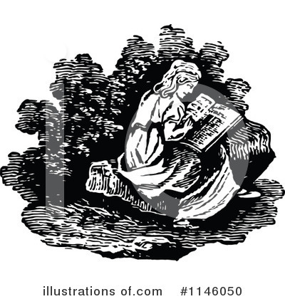 Royalty-Free (RF) Reading Clipart Illustration by Prawny Vintage - Stock Sample #1146050