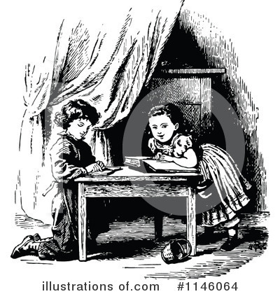 Royalty-Free (RF) Reading Clipart Illustration by Prawny Vintage - Stock Sample #1146064