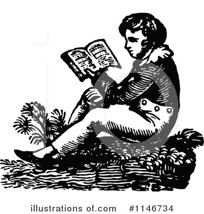 Royalty-Free (RF) Reading Clipart Illustration by Prawny Vintage - Stock Sample #1146734