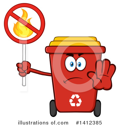 Red Recycle Bin Clipart #1412385 by Hit Toon