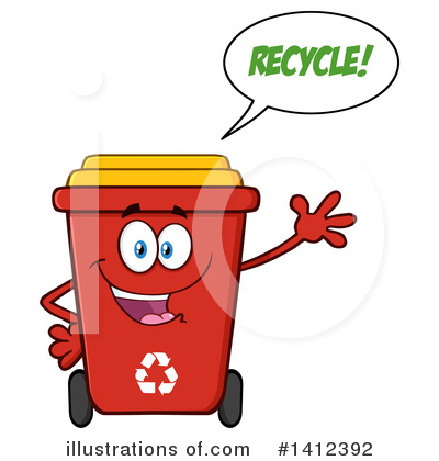 Royalty-Free (RF) Red Recycle Bin Clipart Illustration by Hit Toon - Stock Sample #1412392
