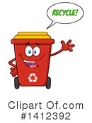 Red Recycle Bin Clipart #1412392 by Hit Toon