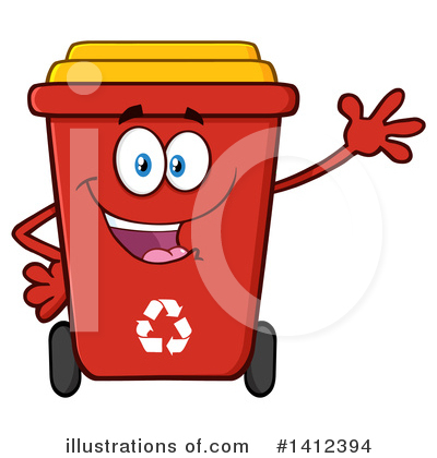 Royalty-Free (RF) Red Recycle Bin Clipart Illustration by Hit Toon - Stock Sample #1412394