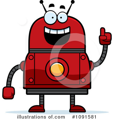 Royalty-Free (RF) Red Robot Clipart Illustration by Cory Thoman - Stock Sample #1091581