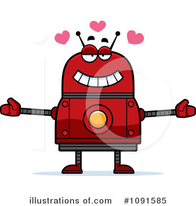 Royalty-Free (RF) Red Robot Clipart Illustration by Cory Thoman - Stock Sample #1091585
