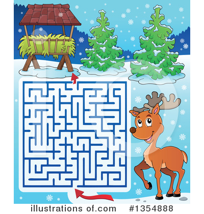 Royalty-Free (RF) Reindeer Clipart Illustration by visekart - Stock Sample #1354888