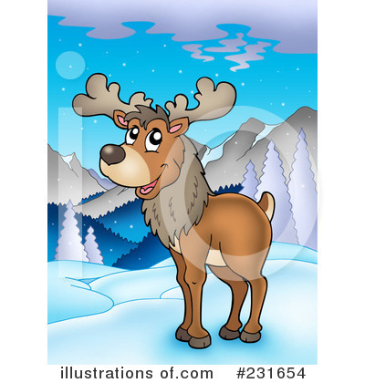 Royalty-Free (RF) Reindeer Clipart Illustration by visekart - Stock Sample #231654