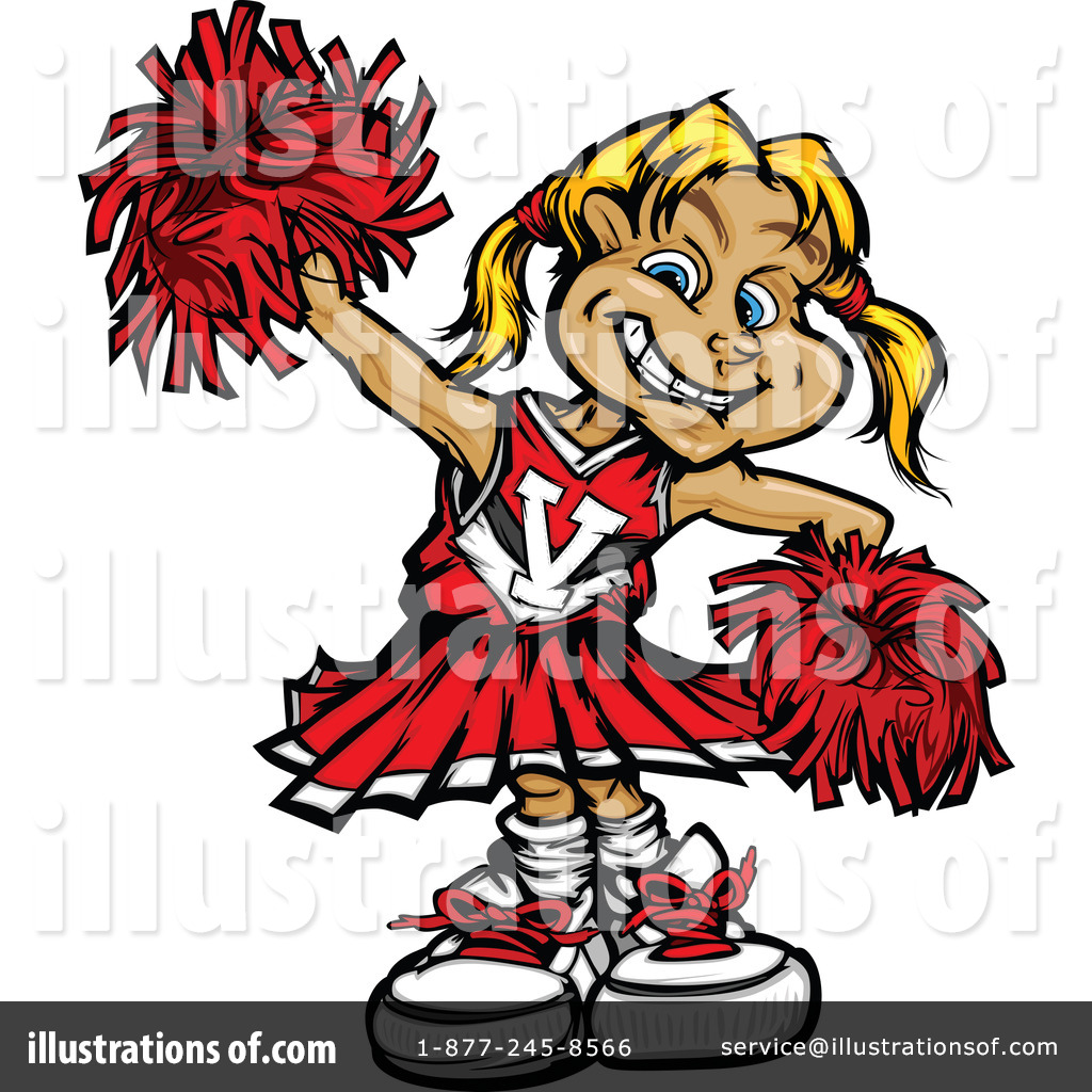 Clipart Blond Cheerleader Girl With Red Pom Poms - Royalty Free Vector  Illustration by Chromaco #1090274