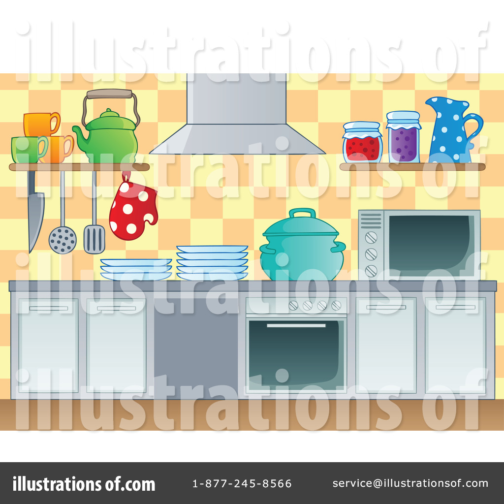 Clipart Happy Maid Cleaning A Kitchen - Royalty Free Vector Illustration by  visekart #1114848