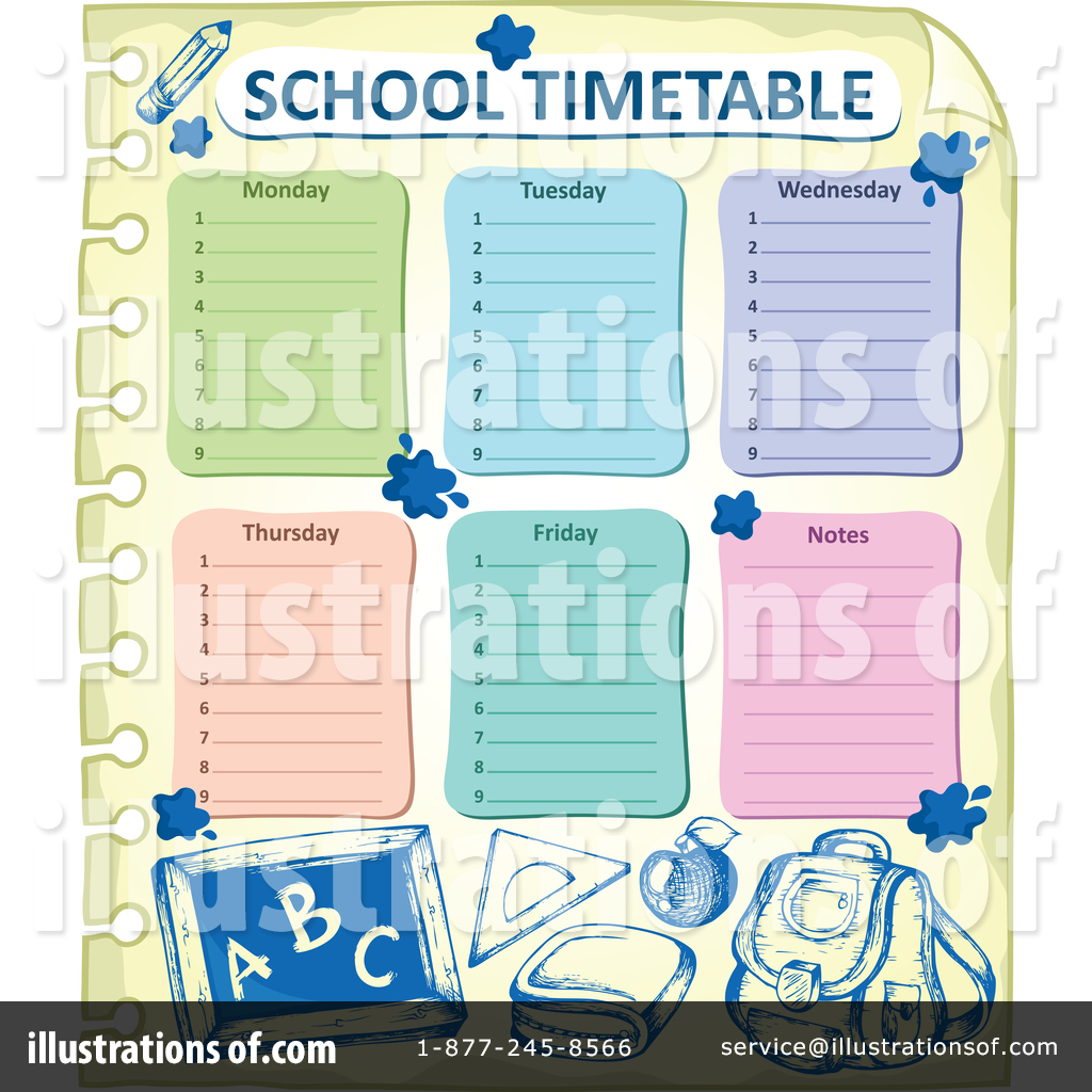 School Time Table Clipart #1411304 - Illustration by visekart