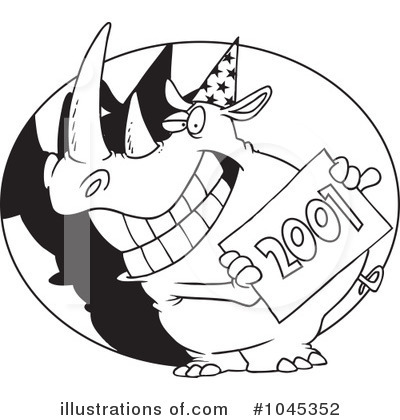Royalty-Free (RF) Rhino Clipart Illustration by toonaday - Stock Sample #1045352