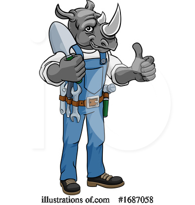 Royalty-Free (RF) Rhino Clipart Illustration by AtStockIllustration - Stock Sample #1687058