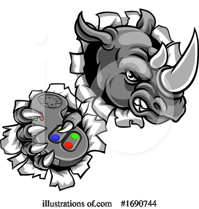 Royalty-Free (RF) Rhino Clipart Illustration by AtStockIllustration - Stock Sample #1690744