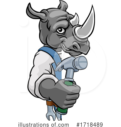 Royalty-Free (RF) Rhino Clipart Illustration by AtStockIllustration - Stock Sample #1718489