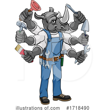Royalty-Free (RF) Rhino Clipart Illustration by AtStockIllustration - Stock Sample #1718490