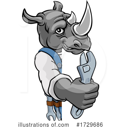 Royalty-Free (RF) Rhino Clipart Illustration by AtStockIllustration - Stock Sample #1729686