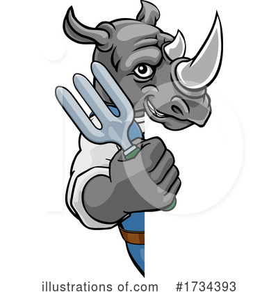 Royalty-Free (RF) Rhino Clipart Illustration by AtStockIllustration - Stock Sample #1734393